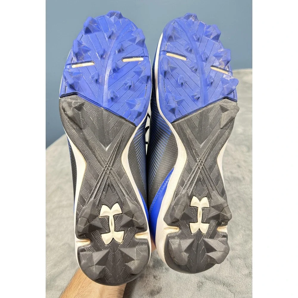 Under‎ Armour Molded Cleats Shoes Mens Size 9 Blue Black Baseball 1297317-001